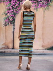 Striped Sleeveless Midi Cover Up Dress