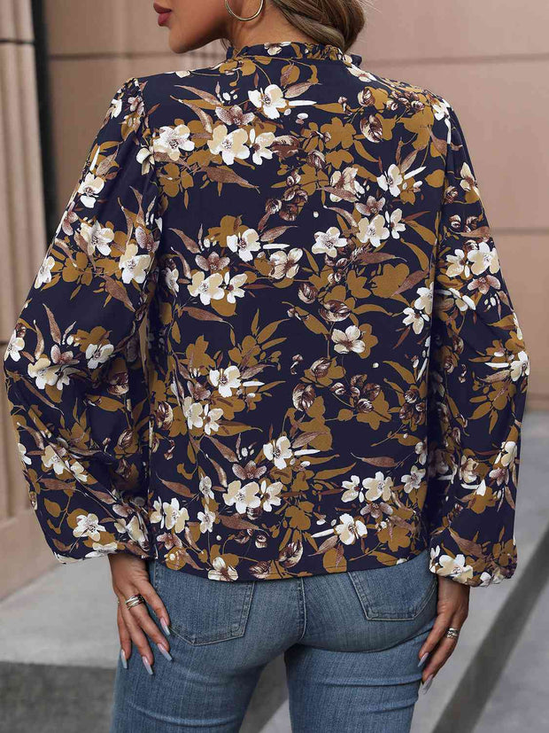 Floral Balloon Sleeve Blouse