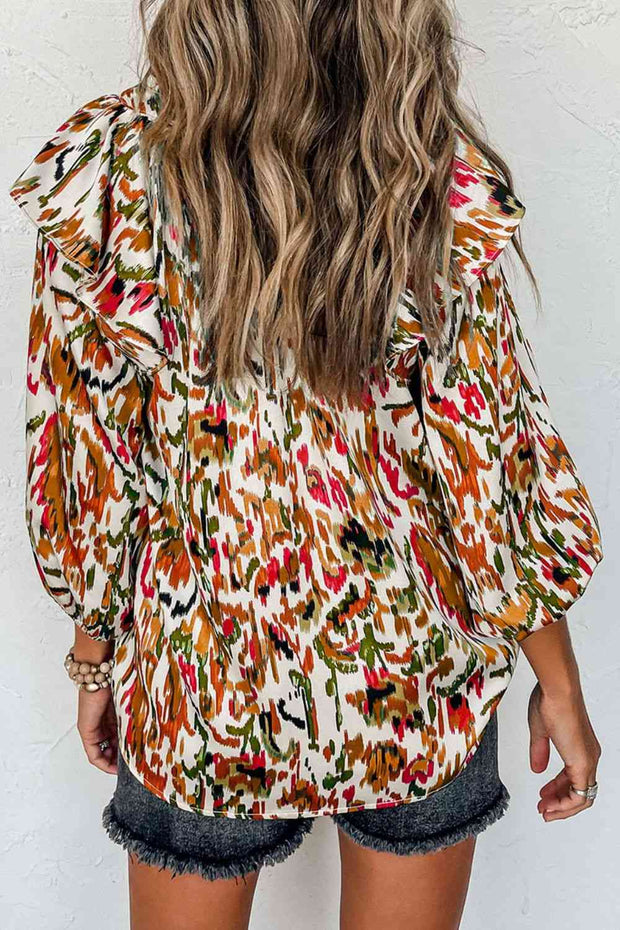 Printed Ruffle Blouse