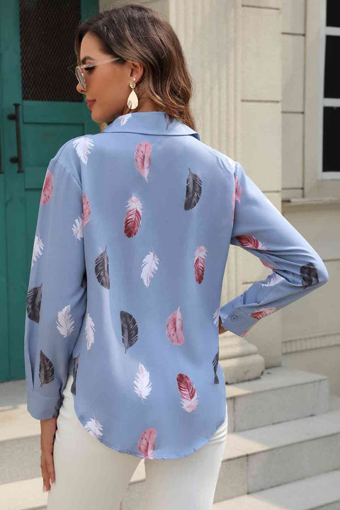 Printed Collar Neck Button Shirt