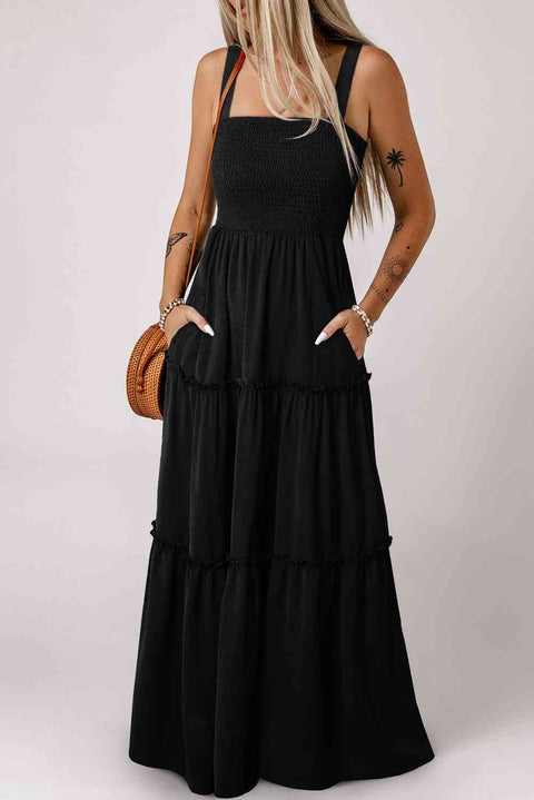 Square Neck Tier Maxi Dress