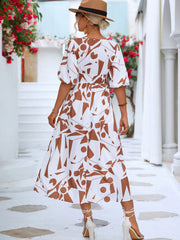 Printed Balloon Sleeve Dress