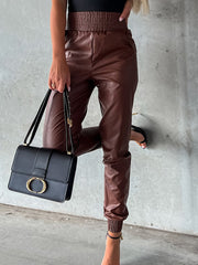 PU Leather Long Pants