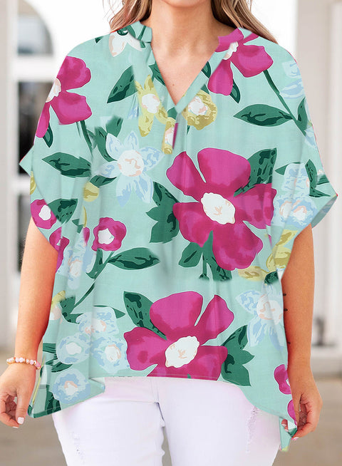 Plus Size Printed Half Sleeve Top