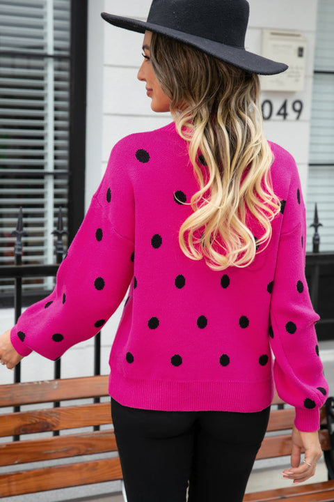 Polka Dot Round Neck Sweater