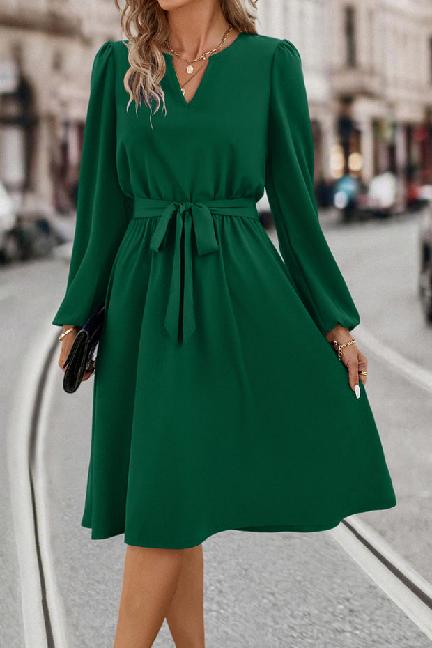 Tie Waist Long Sleeve Dress