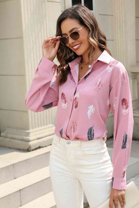 Printed Collar Neck Button Shirt