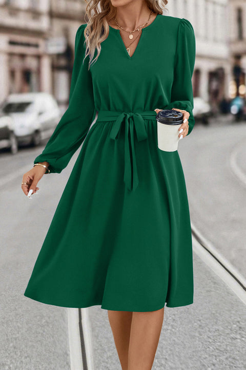 Tie Waist Long Sleeve Dress