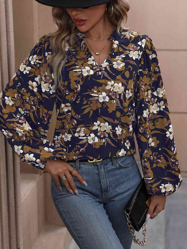 Floral Balloon Sleeve Blouse