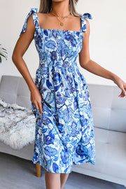 Floral Tie Shoulder Midi Dress