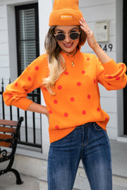 Polka Dot Round Neck Sweater