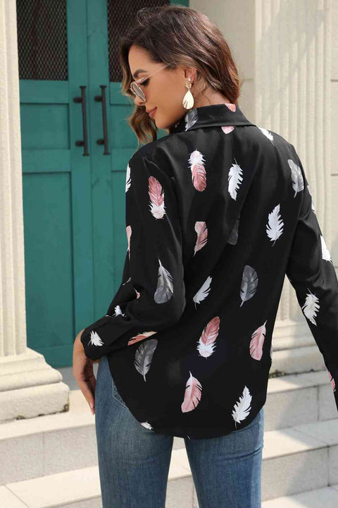 Printed Collar Neck Button Shirt