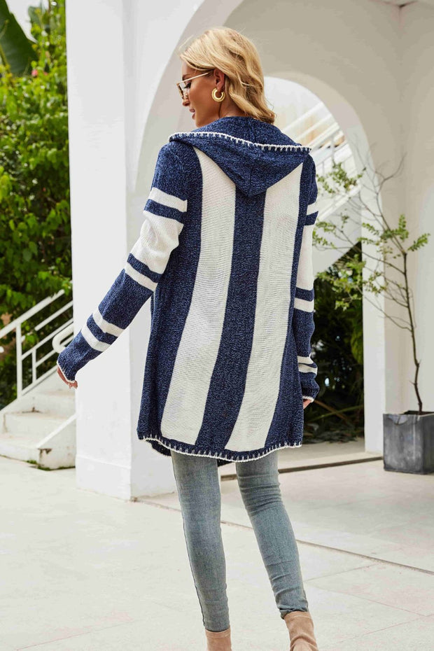 Stripe Hooded Cardigan