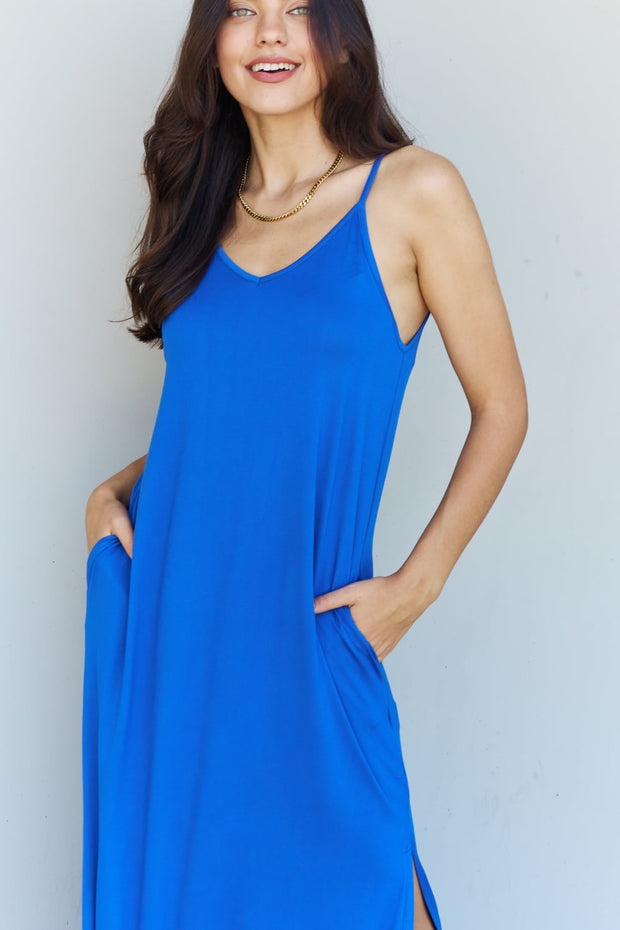 Full Size Cami Side Slit Maxi Dress