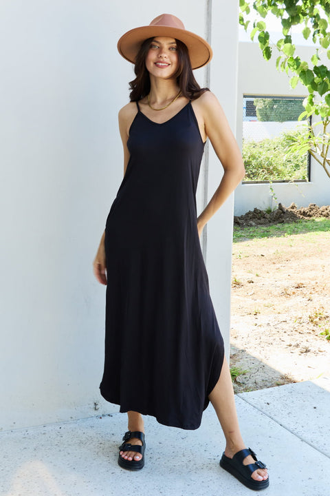 Full Size Cami Side Slit Maxi Dress