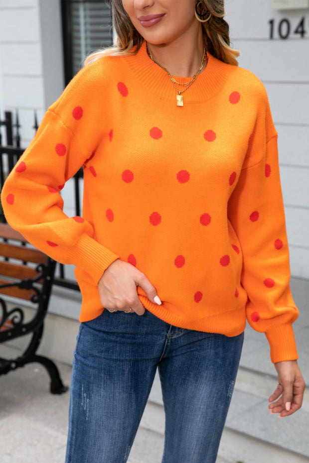 Polka Dot Round Neck Sweater