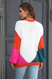 Color Block Round Neck Sweater