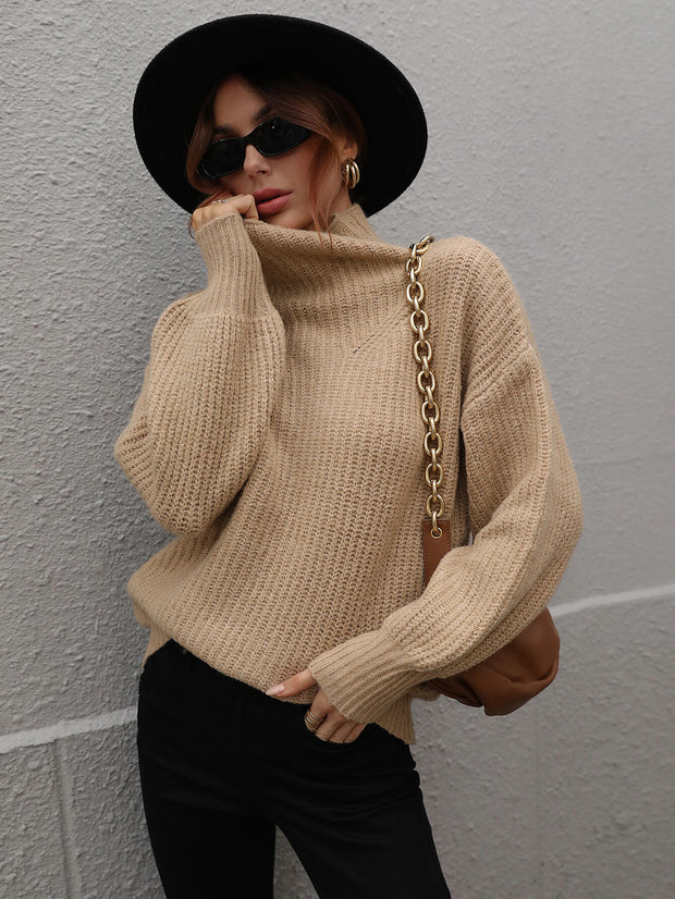 High Neck Knit Pullover Sweater