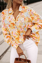 Floral Collar Neck Long Sleeve Shirt