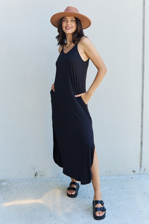 Full Size Cami Side Slit Maxi Dress