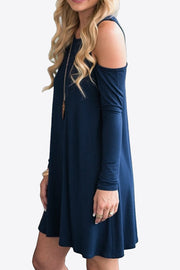 Cold-Shoulder Long Sleeve Round Neck Dress