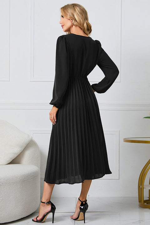 Long Sleeve Tie Waist Midi Dress