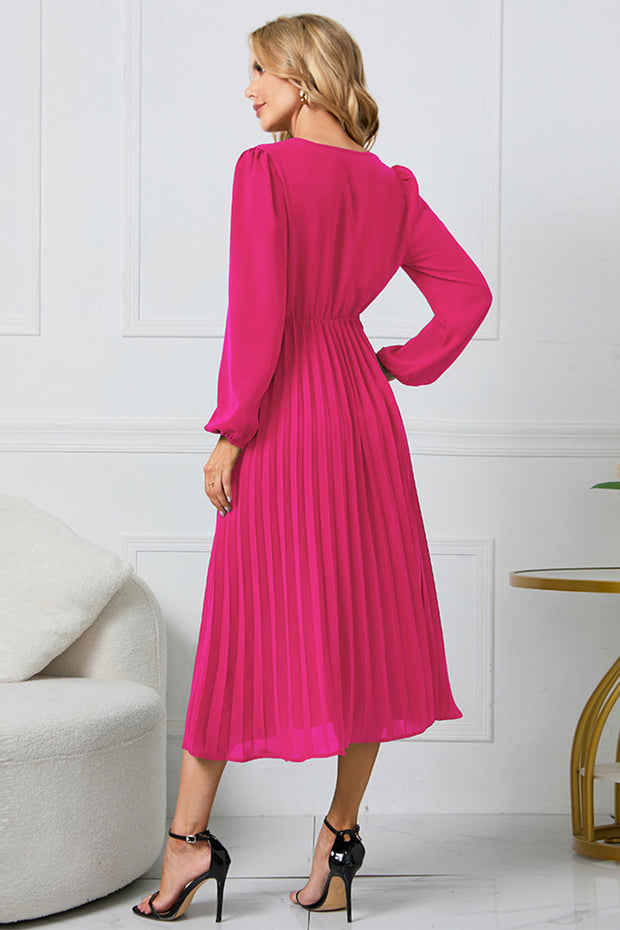 Long Sleeve Tie Waist Midi Dress