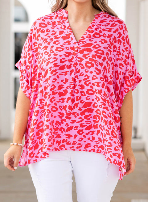 Plus Size Printed Half Sleeve Top