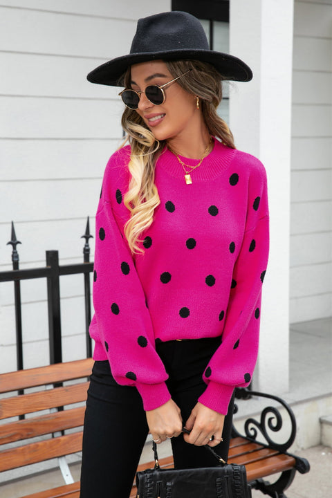 Polka Dot Round Neck Sweater