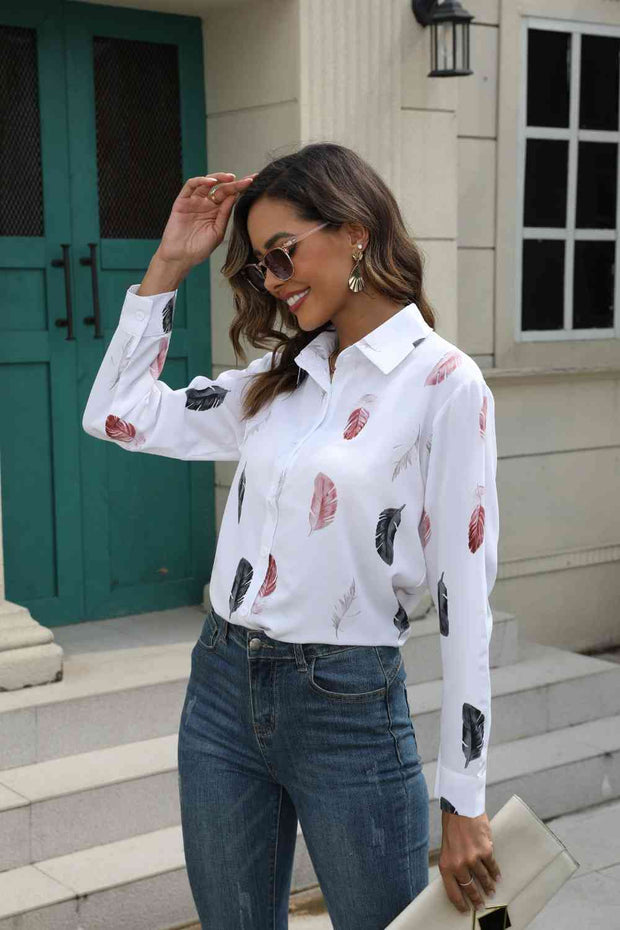 Printed Collar Neck Button Shirt