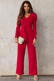 Belted Long Puff Sleeve