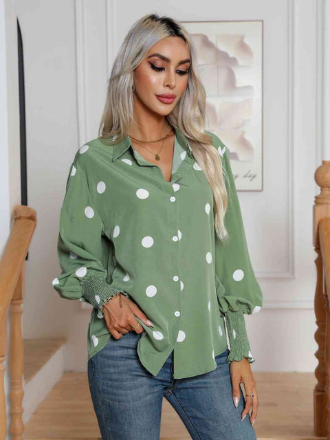 Polka Dot Collar Neck Shirt