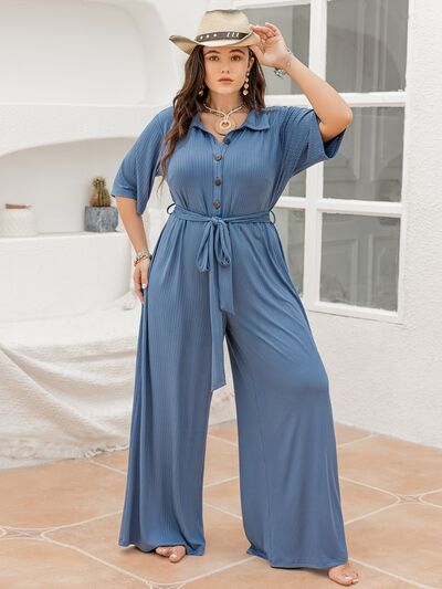 Plus Size Tie-Waist Jumpsuit