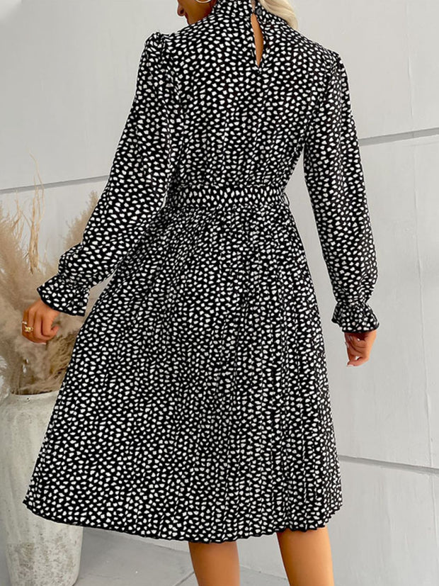 Printed Tie-Waist Midi Dress