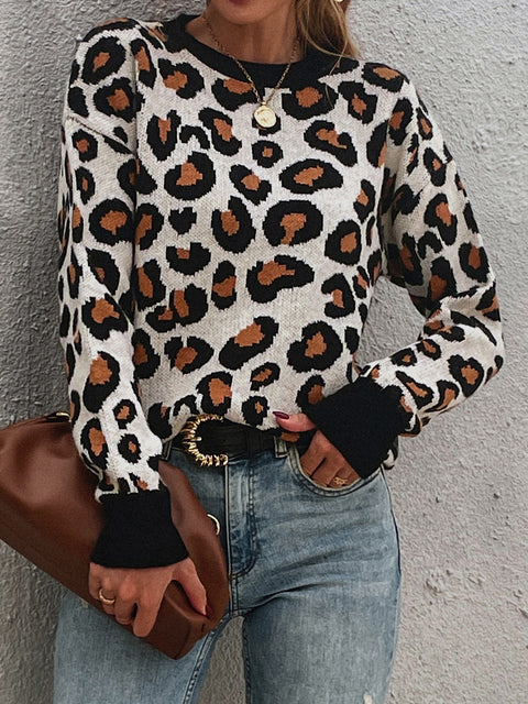 Leopard Round Neck Sweater