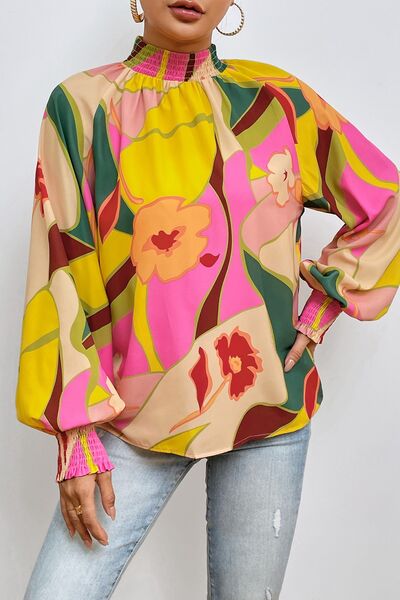 Floral Lantern Sleeve Blouse