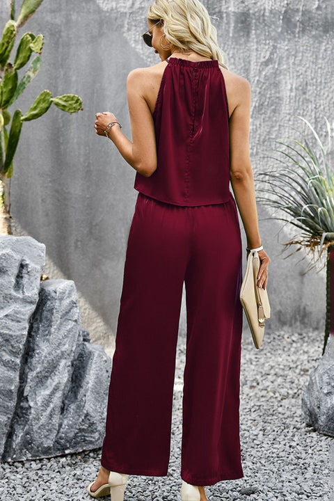 Grecian Neck Sleeveless Top and Pants Set