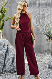 Grecian Neck Sleeveless Top and Pants Set