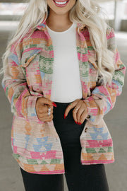 Plus Size Geometric Collar Jacket