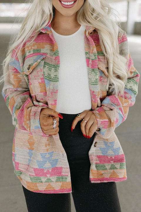 Plus Size Geometric Collar Jacket