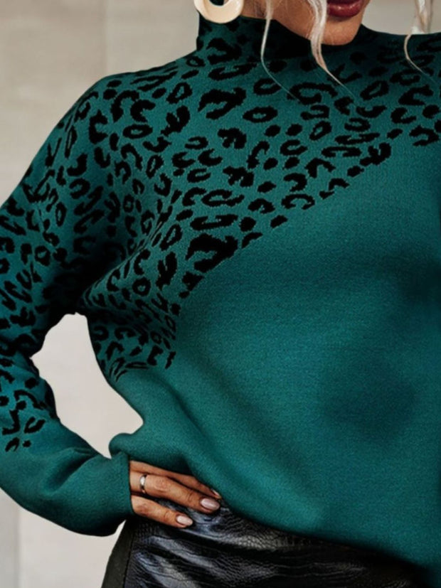 Leopard Mock Neck Sweater