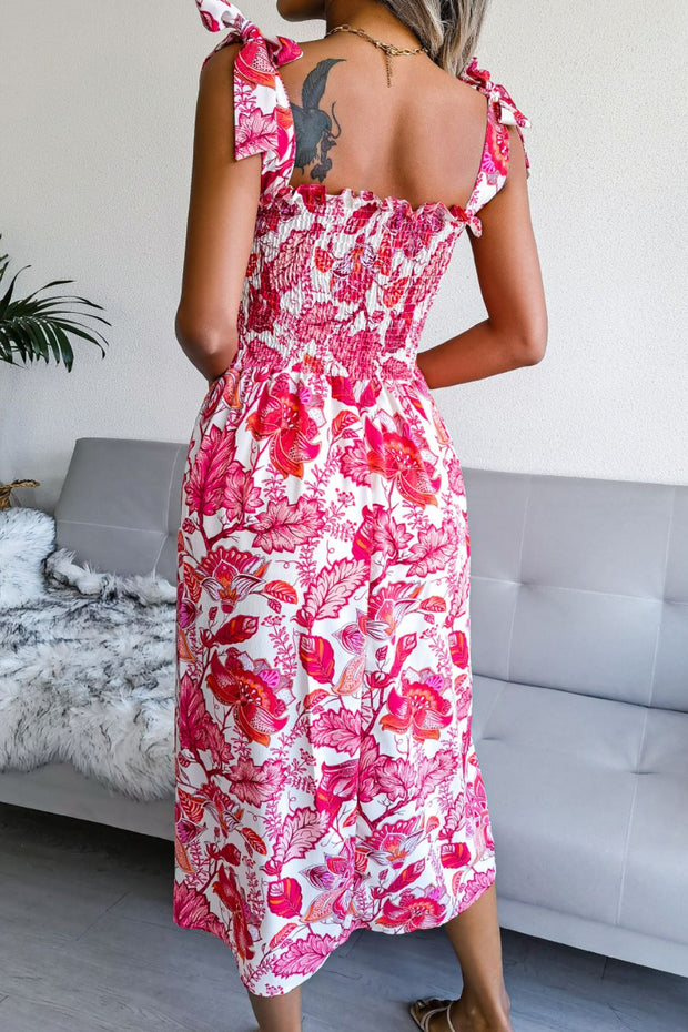 Floral Tie Shoulder Midi Dress