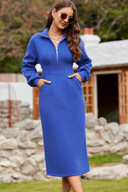 Collar Neck Dress with Pockets