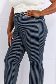 Full Size High Waisted Tummy Control Striped Straight Jeans