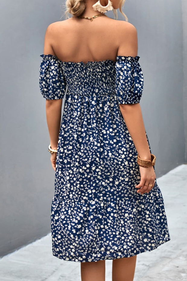 Ditsy Floral Off-Shoulder Dress