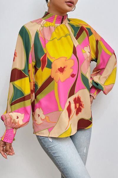 Floral Lantern Sleeve Blouse