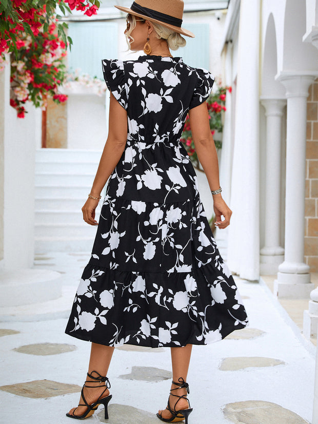 Floral V-Neck Midi Dress