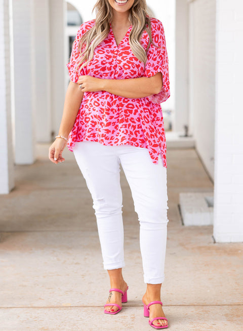 Plus Size Printed Half Sleeve Top