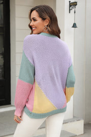 Color Block Round Neck Sweater