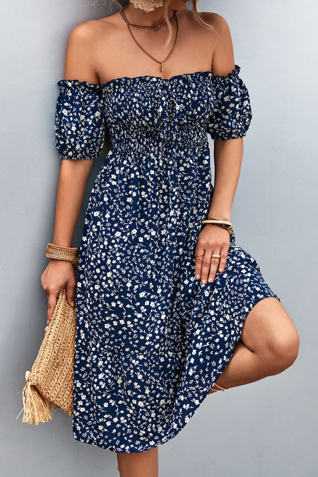 Ditsy Floral Off-Shoulder Dress